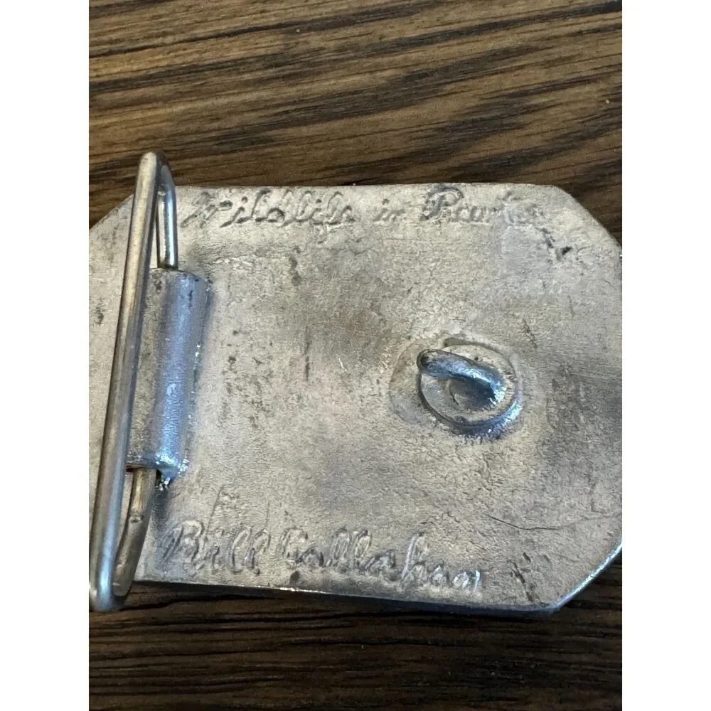Vintage Bill Callahan signed fish belt buckle Wildlife in Pewter must see